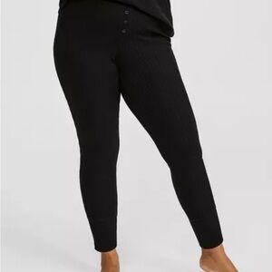 Torrid Heavy Hacci Rib Full Length Lounge Legging Deep Black 3X